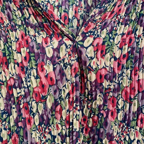 Lauren Ralph Lauren Boho Tunic Top Black Purple Pink Floral Tie Neck 2XL Black - Picture 3 of 5